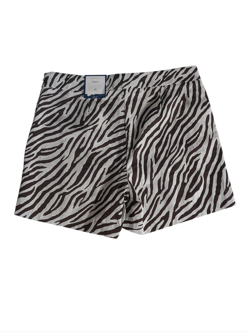 🤩 Charter Club Zebra Print Shorts Size 12 NWT Neutral Animal Print Tailored - Picture 4 of 9